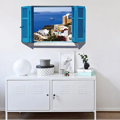 Mediterranean blue window wall decal SK9059A