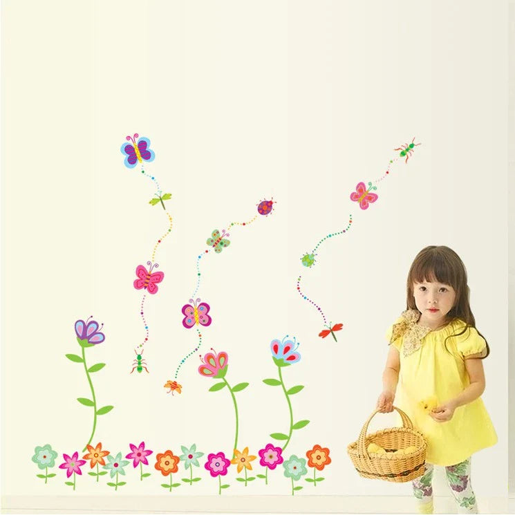 Wallsticker Butterfly Flower Stripes Wall Sticker Wallpaper Wall Decoration