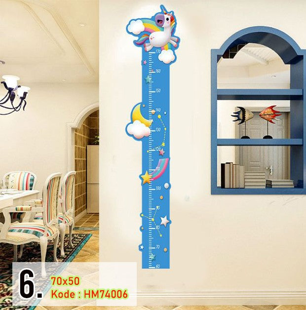 Stiker Dinding Pengukur Tinggi Badan /Wall Sticker Kartun - unicorn