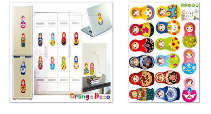 15pcs Russian Matryoshka Dolls Wall Stickers