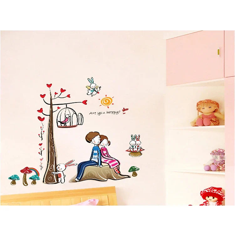 Wall decal two lovers leaning back ay924