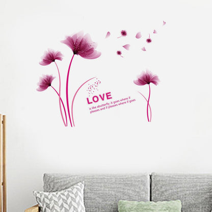 Purple Romantic Blooming Flowers Decorative Wall Stickers
