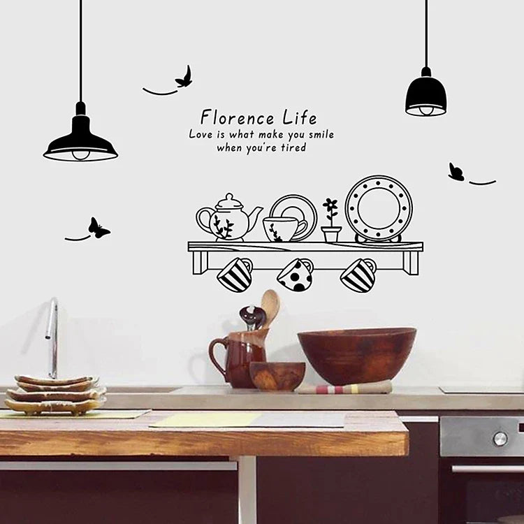 Wall decal for kitchen decoration - Kitchen shelf and teapot - product code AY9138