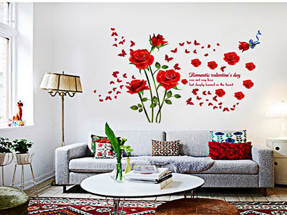 Decal wallpaper red rose sk9195