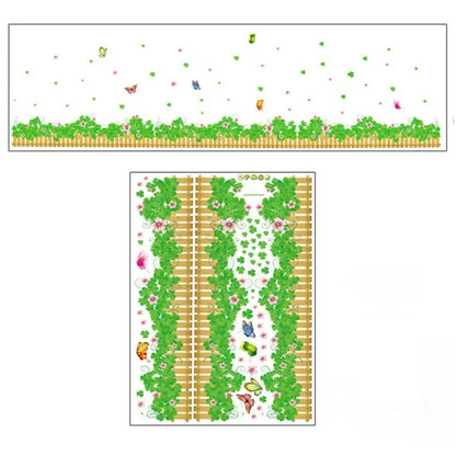 Dnven (Large 79x 22) Green Clovers Green Grasses with Butterflies Border Decals Baseboard Stickerc Ay7056s Stripe Wall Decals