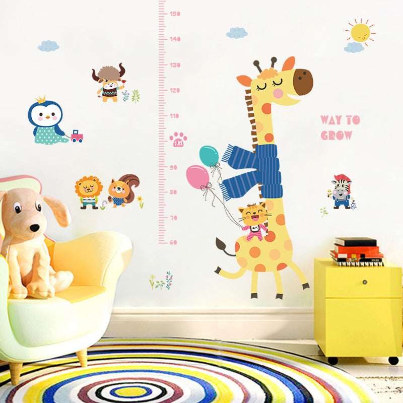 Sk9165 Cartoon Giraffe Height Kids Wall Sticker