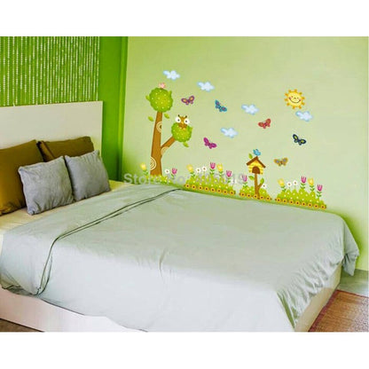 Asmi Collections Wall Stickers Kids Tree Birds Butterfly AY9183