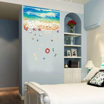 The SK9174N blue beach nano waterproof and oil-proof wall is attached to the porch bedroom floor seamless patchwork sticker PVC