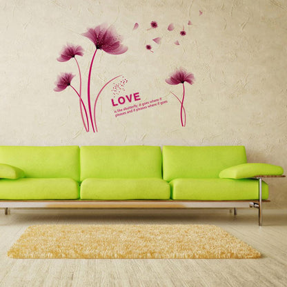 Purple Romantic Blooming Flowers Decorative Wall Stickers