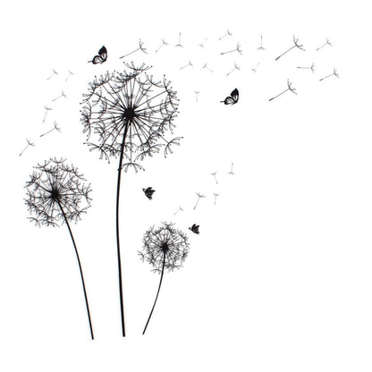 Black Dandelion Butterfly Vinyl PVC Wall Sticker AY834