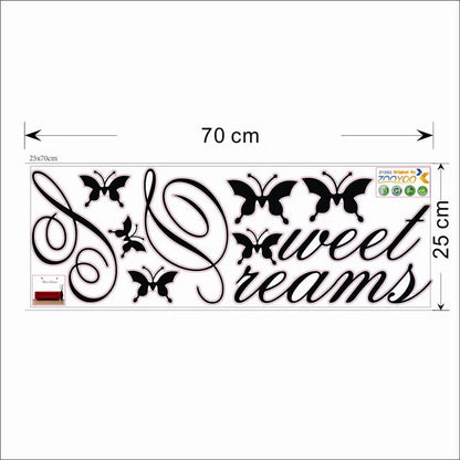 Sweet Dreams Quotes Butterfly Wall Sticker For Bedroom Home Decoration Kids Decals Diy Letters Mural Art Printing Pvc Poster Dz003 Size: 25x70cm