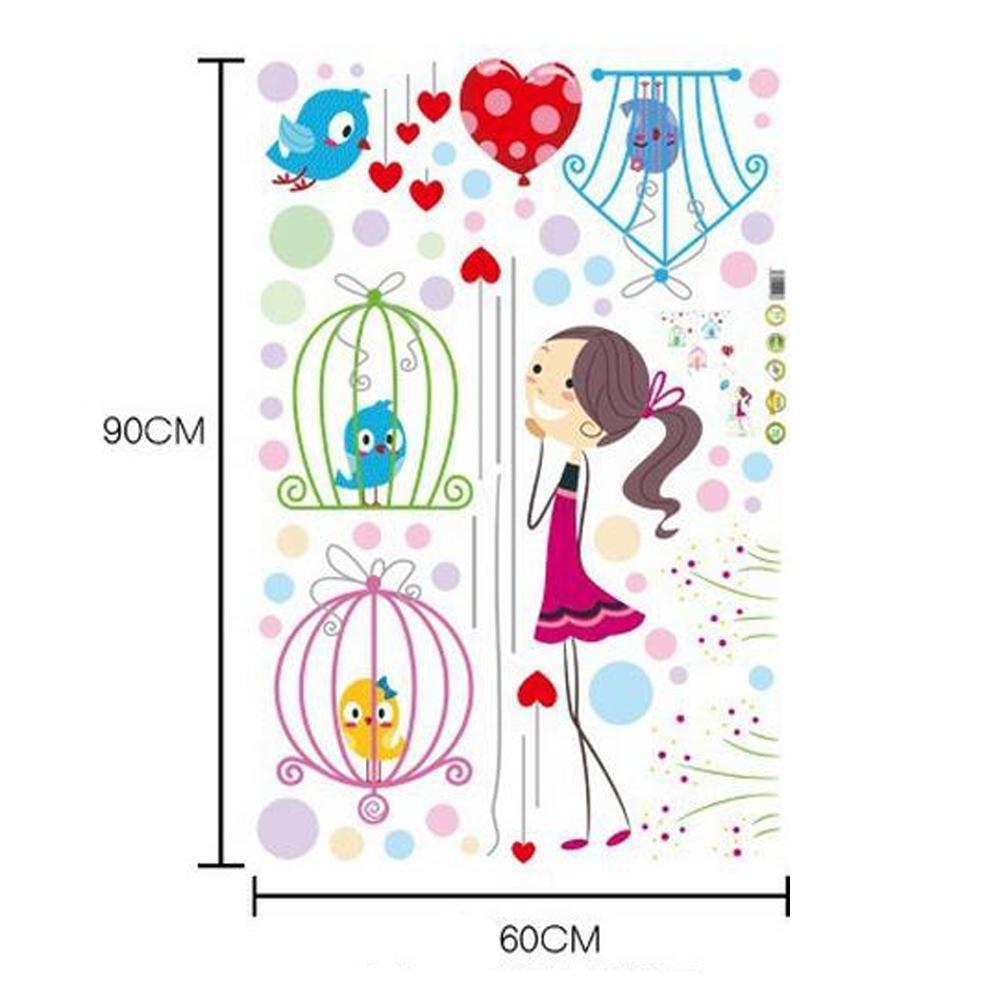 wall sticker xl8117 Pegatinas de pared de jaula de pájaros de revestimiento simple para niños sala de estar decoración del hogar calcomanías de vinilo de dibujos animados fondos de sofá de TV