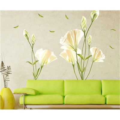AY9152 60*90cm Large Removable Vinyl Self-adhesive Lily Flower Wall Sticker for Kids Room
