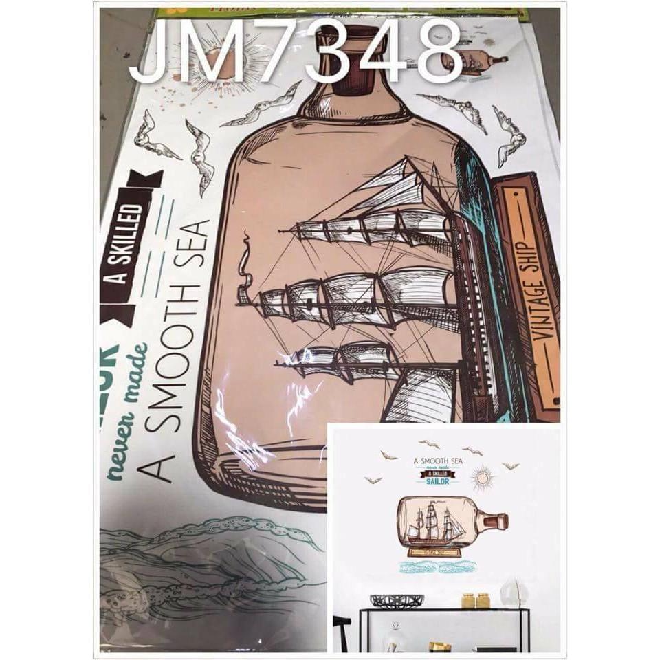 JM7348 Drift Bottle Cartoon Wall Sticker - Multi