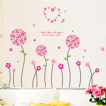 Oren Empower Charming Pink Flower Large Wall Stickers (Finished Size on Wall - 150(w) x 50(h) cm)