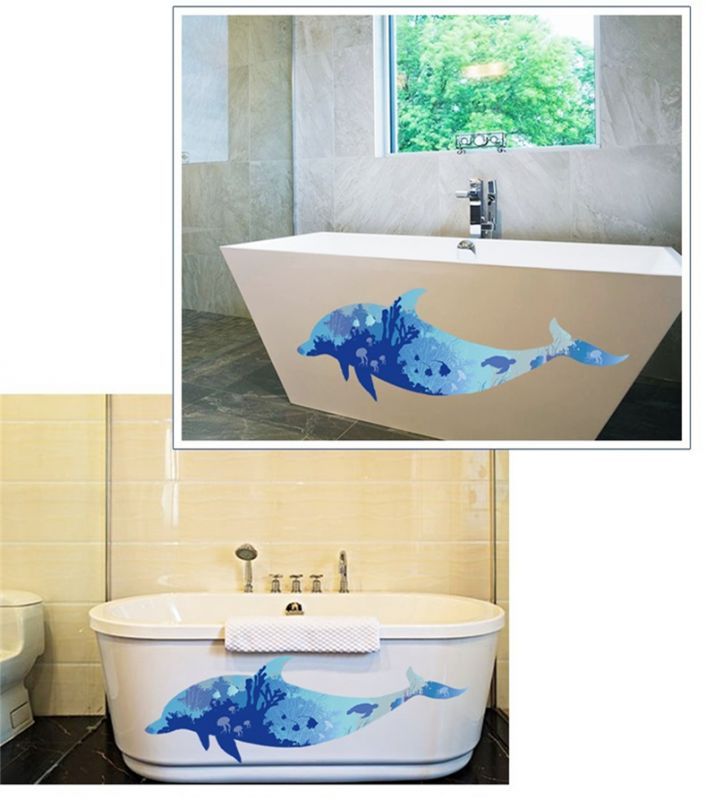 GaoF Pegatinas de Pared de delfín Azul para niños y niñas, calcomanías de Vinilo extraíbles Autoadhesivas para Pared, decoración del hogar DIY