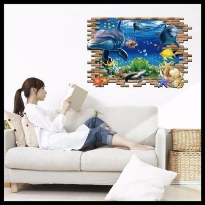WALL STICKER XL8120 3D BRICK DOLPHIN 60X90 WALSTICKER WALLSTICKER