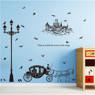 Wallstiker Dinding Siluet Kereta Kuda Klasik SK9268 Wall Sticker Kamar Tidur Anak Aesthetic