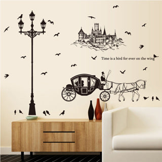 Wallstiker Dinding Siluet Kereta Kuda Klasik SK9268 Wall Sticker Kamar Tidur Anak Aesthetic