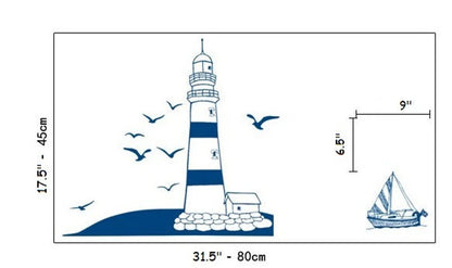 Lighthouse, Boat Wall Decal, Nautical Stickers, Ocean, Seaside, Seashore, Living Room,