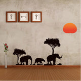 Elephants Family Tree Forest Sun Newest Creative Home Decal Wall Stickers