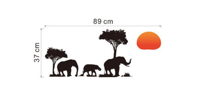 Elephants Family Tree Forest Sun Newest Creative Home Decal Wall Stickers