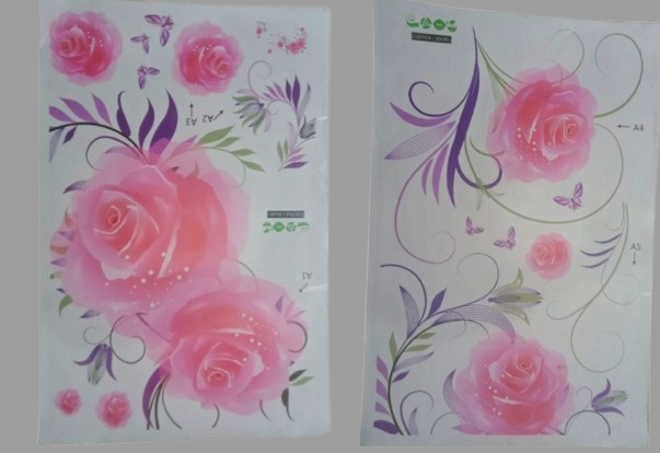 ROSES PVC Wall Sticker Home Decor - Flower wall sticker 2 peaces gs8705 Size: 60x90