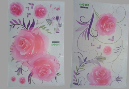 ROSES PVC Wall Sticker Home Decor - Flower wall sticker 2 peaces gs8705 Size: 60x90