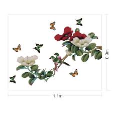 Peony Flower Tree Butterfly Wall Sticker Reusable Art Mural Decor Wallpaper size 60x90 ay938
