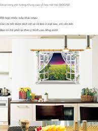 SK9020D 3D Wall Sticker Beautiful Flower Sea Wall Stickers Sunset View Vinyl Decals for Family Rooms