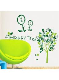 Removable paper wall decor vinyl sticker for kids room home decals happy tree sticker AY9021