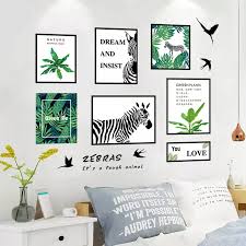 HEUREKA Green Plant with Zebra Design Peel and Stick Self Adhesive Wall Sticker (60 CM X 90 CM)