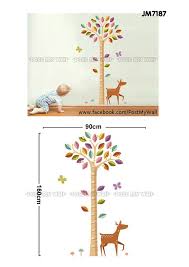 JM7187 High quality cute wall stickers tree kids height measure sticker for baby room/nursery 60*90 cm