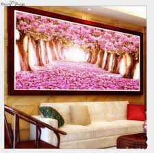 AY9234D cherry tree avenue 3d fake windows landscape green pvc wall sticker Removable wall stickers home decor wall decor