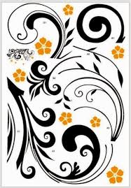 NC038 SYGA PVC Vinyl Wall Stickers for Living Room Self Adhesive Stickers, Black Decorative Floral