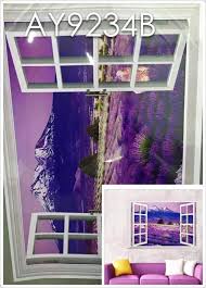 ay9234b Large Lavender Mountain 3D Window Scene View Removable Wall Sticker Decal