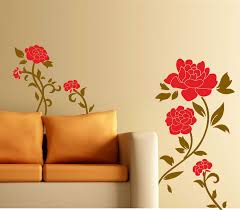 Wall Sticker Red Flowers Home Decoration Giant Wall Decals