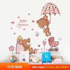 Creative Cartoon Cute Bear Wall Stickers Baby Girl Bedroom Room Jm8355