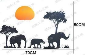 Elephants Family Tree Forest Sun Newest Creative Home Decal Wall Stickers