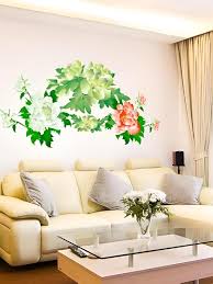 Green & Red Leaves Printed Durable Waterproof Wall Stickers size 60x90 ay916