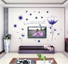 Novelty Flowers Butterflies Trees Wall Stickers Cartoon Animals Removable Wall Decals Home Decor PVC Art Mural Baby Boys Girls Kids Bedroom Kitchen Room Decoration (Blue Flower Butterfly) size 60x90 AY9184B