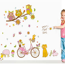 DIY Removable Tree Branches Cartoon Bicycle Flower Sheep Dog Owl Art Mural Vinyl Waterproof Wall Stickers Kids Room Decor Nursery Decal Sticker