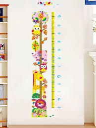 Qianxing removable cycle-usable cartoon wall sticker for kid's bedroom animal Height Chart in Nursery Children Room colourful Wall Decal for house home mural Décor height meter wallpaper(lion giraffe and elephant)