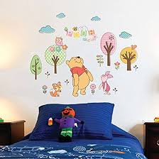 Studio Briana 90 cm Jungle Theme Pooh Bear, Piglet, Cat And Owl Artistic Wall Decal For Kids Room Self Adhesive Sticker