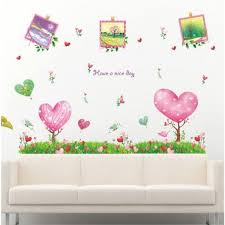 Cartoon Green Tree Grass Love Photo Frame Flower Wall Sticker Wall Decals Home Decoration Wallpaper size 50x70 xls7081