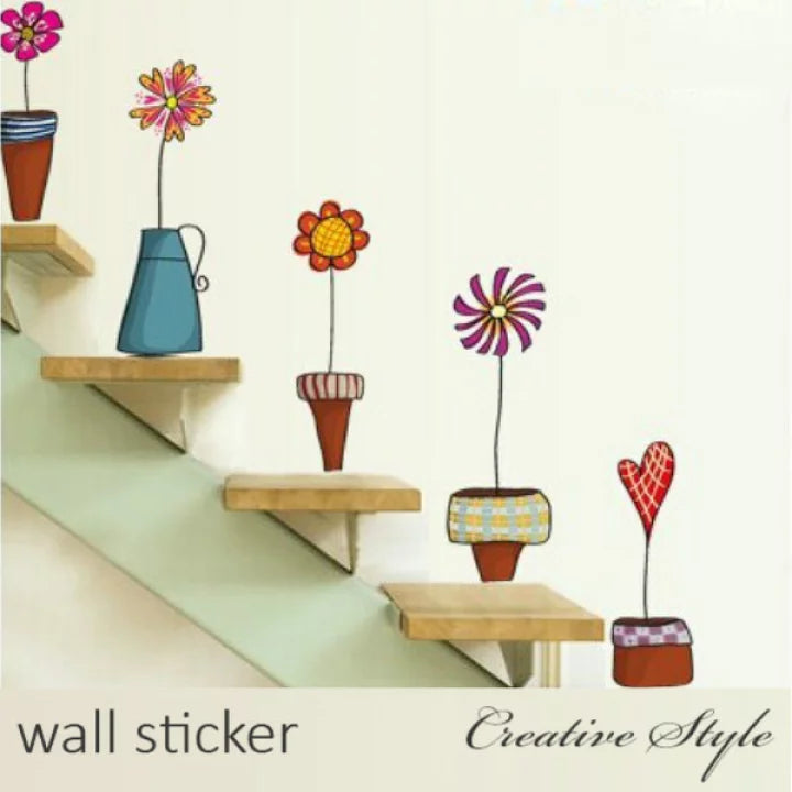 Ay947 Cute Flower Wall Sticker Kitchen Window Sticker Butterfies Wall