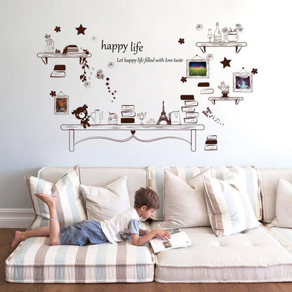sk9031 Just For You Cartoon Desk Photo Frame Kids Bedroom Wall Sticker Cute Bear And Stars DIY Quote Happy Life Art Decal