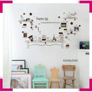 sk9031 Just For You Cartoon Desk Photo Frame Kids Bedroom Wall Sticker Cute Bear And Stars DIY Quote Happy Life Art Decal