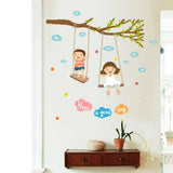 JAAMSO ROYALS Cute Baby Swing On the tree Decorative Wall Sticker size 50x70 Sk7146