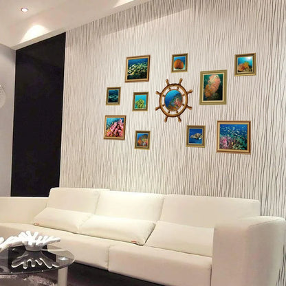 Ocean Fish Wall Stickers Underwater World Picture Frame Wallpaper For Kid's Living Room Bedroom Cartoon Home Decor Wall Mural
